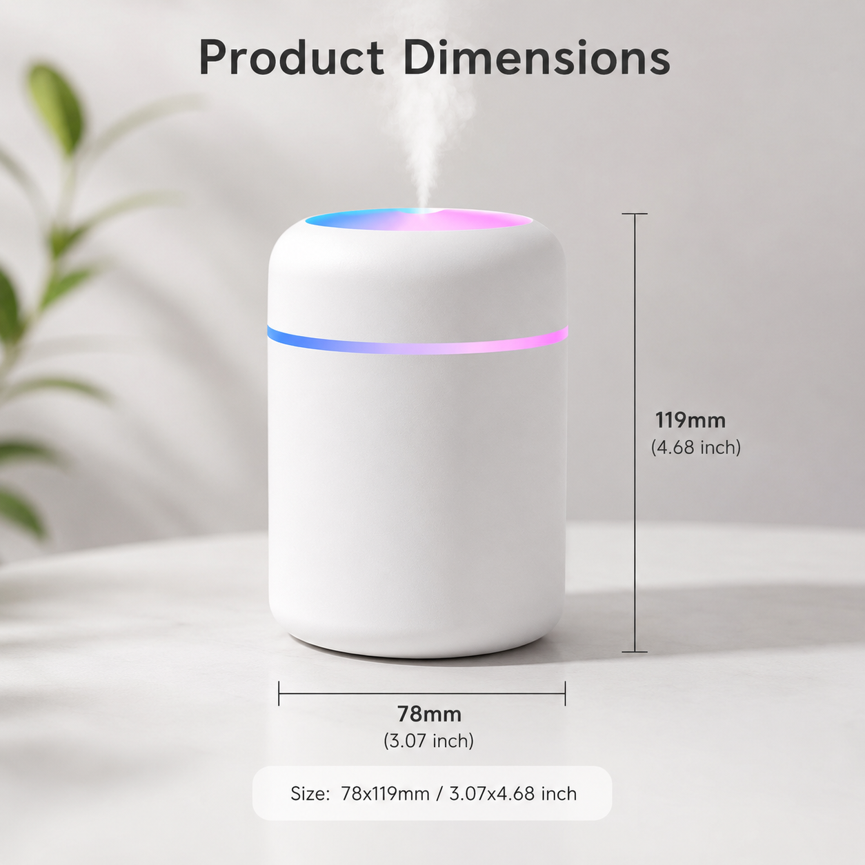 Minimalist humidifiers with pastel LED glow